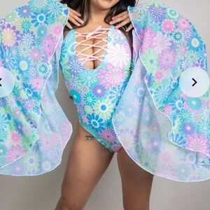 Floral Lace-Up Bodysuit